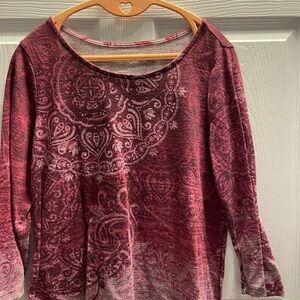 Kim Rogers Burgundy Paisley Long Sleeve Top